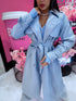 LIGHT BLUE, leather imitation trench "POWER" FL08
